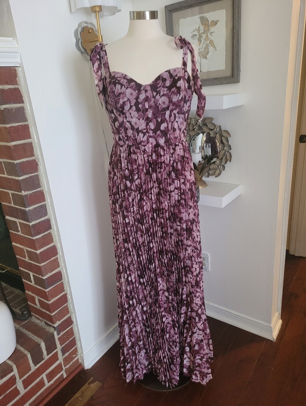 Lulu's Illustrious Aura Plum Purple Floral Bustier Tie-Strap Maxi Dress XL - Picture 11 of 11